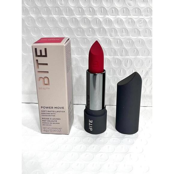 BITE Beauty POWER MOVE Soft Matte Lipstick HOT TOMATO Full Size 0.14 oz New - Picture 1 of 6